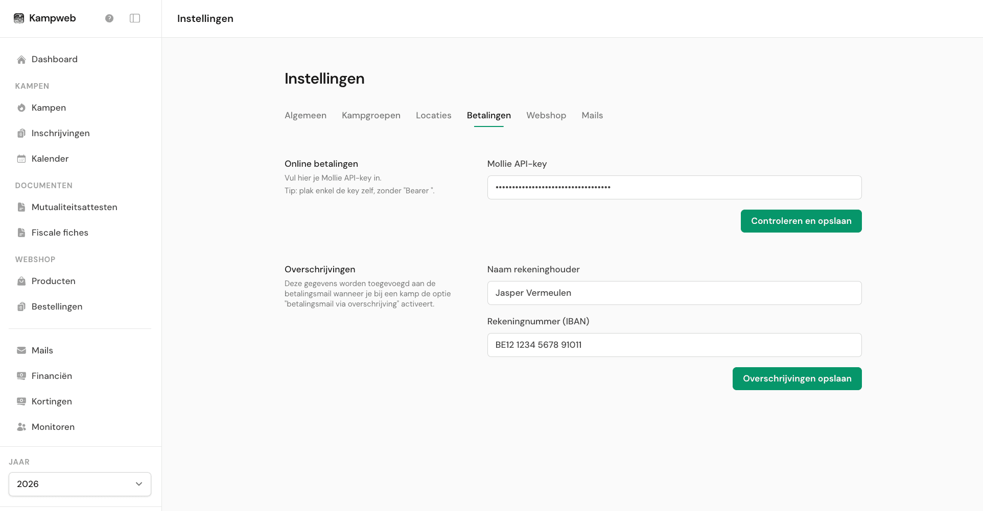 Flexibele betalingsmogelijkheden voor elke ouder in Kampweb