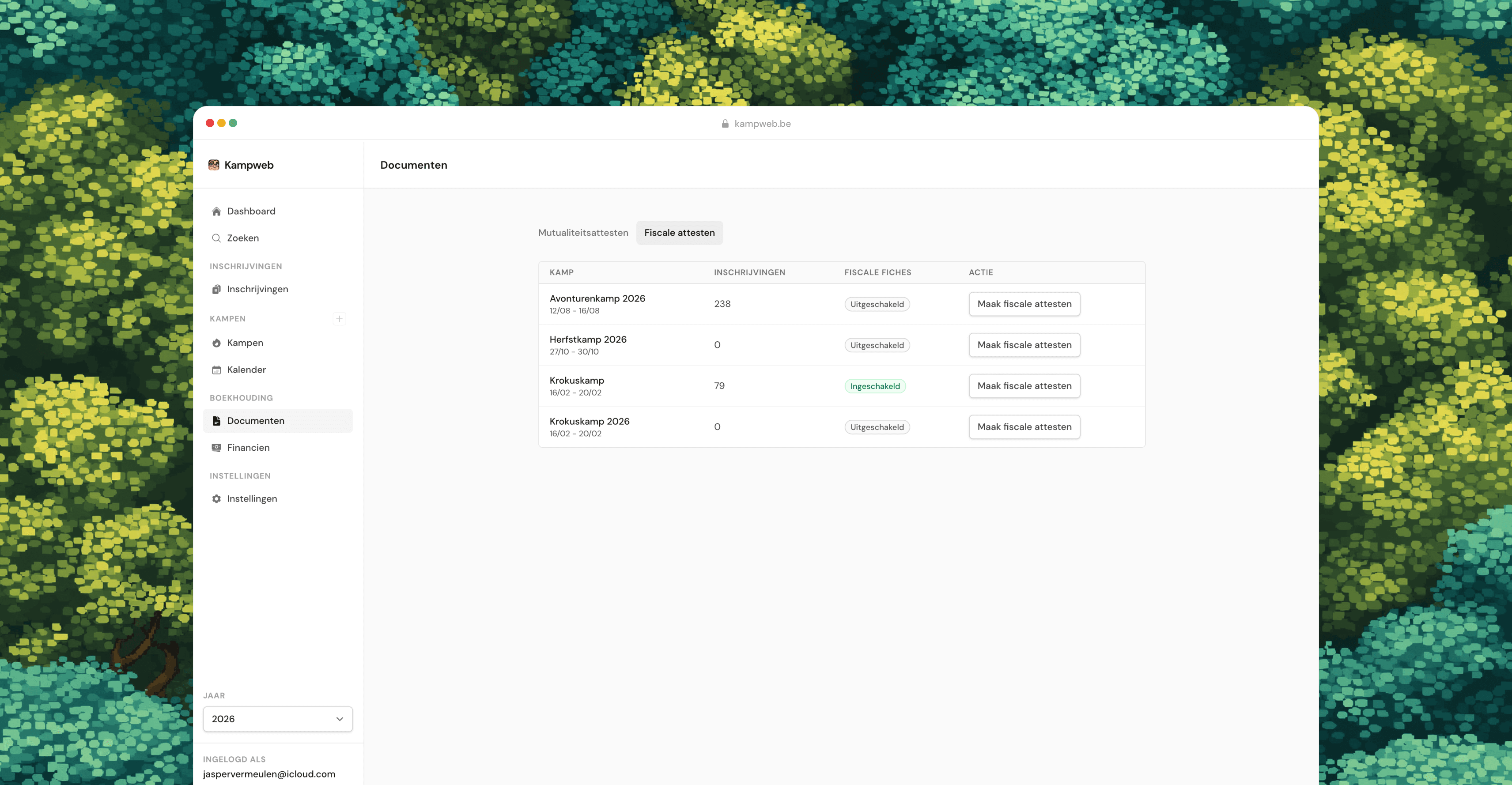 Overzicht van automatisaties en workflows in Kampweb