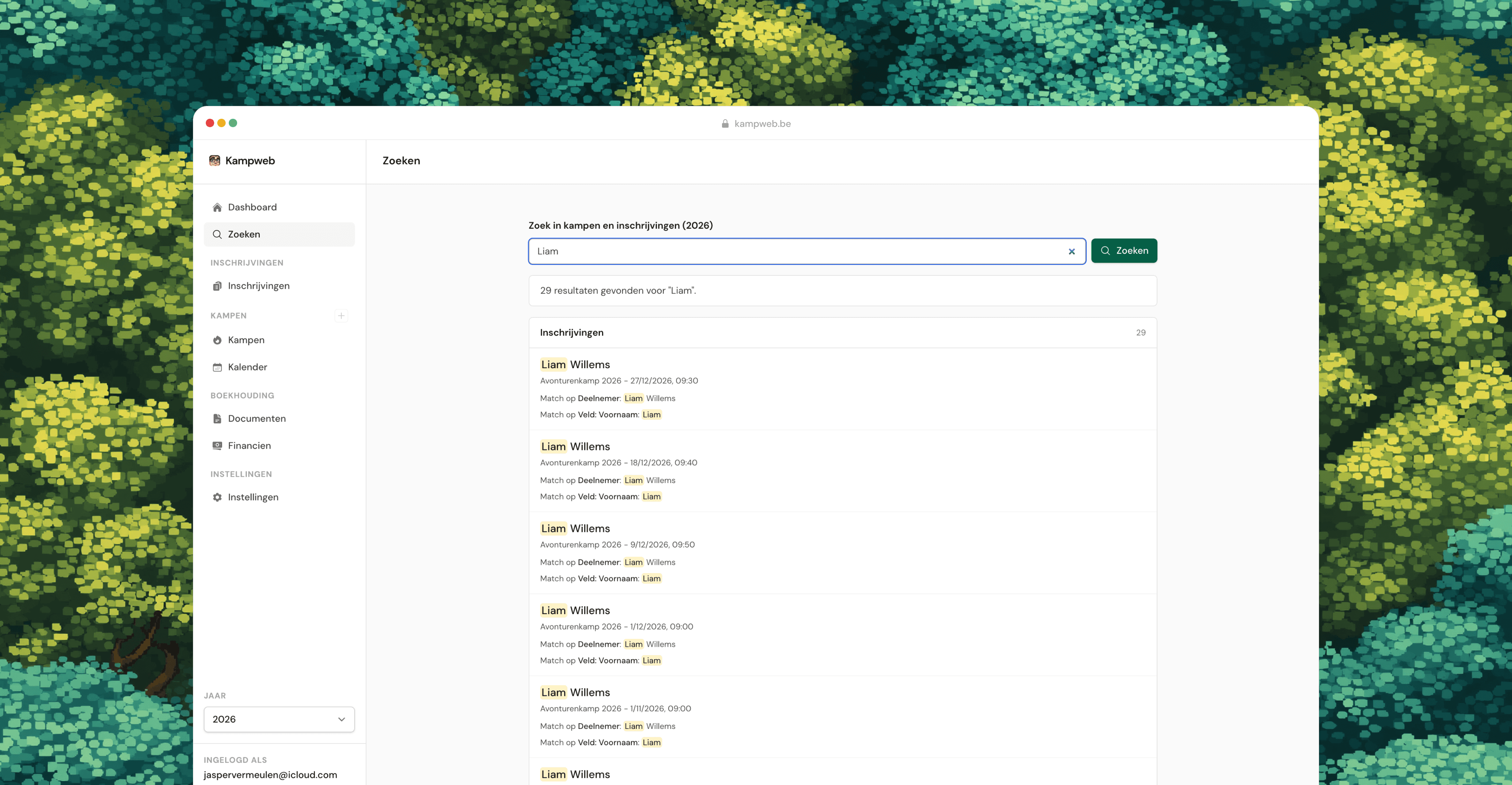 Zoekfunctie in Kampweb Pro voor grote datasets
