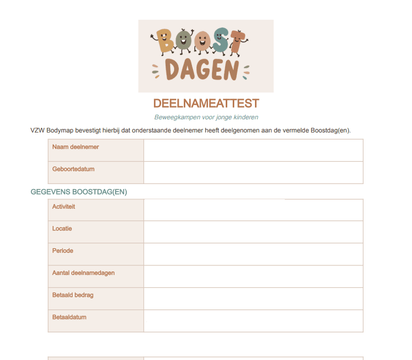 Een voorbeeld van een deelname-attest