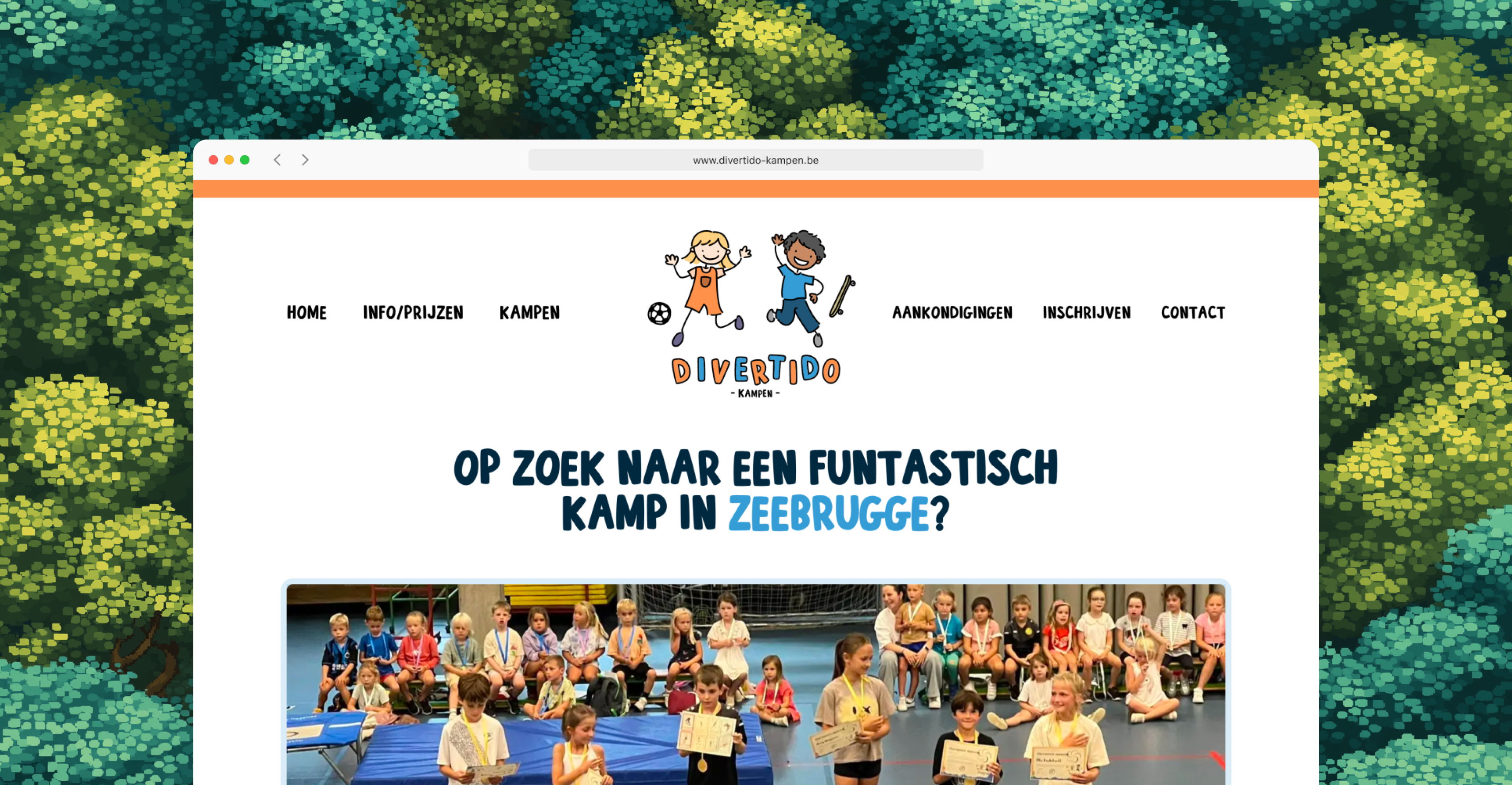 Voorbeeld van de Divertido Kampen website