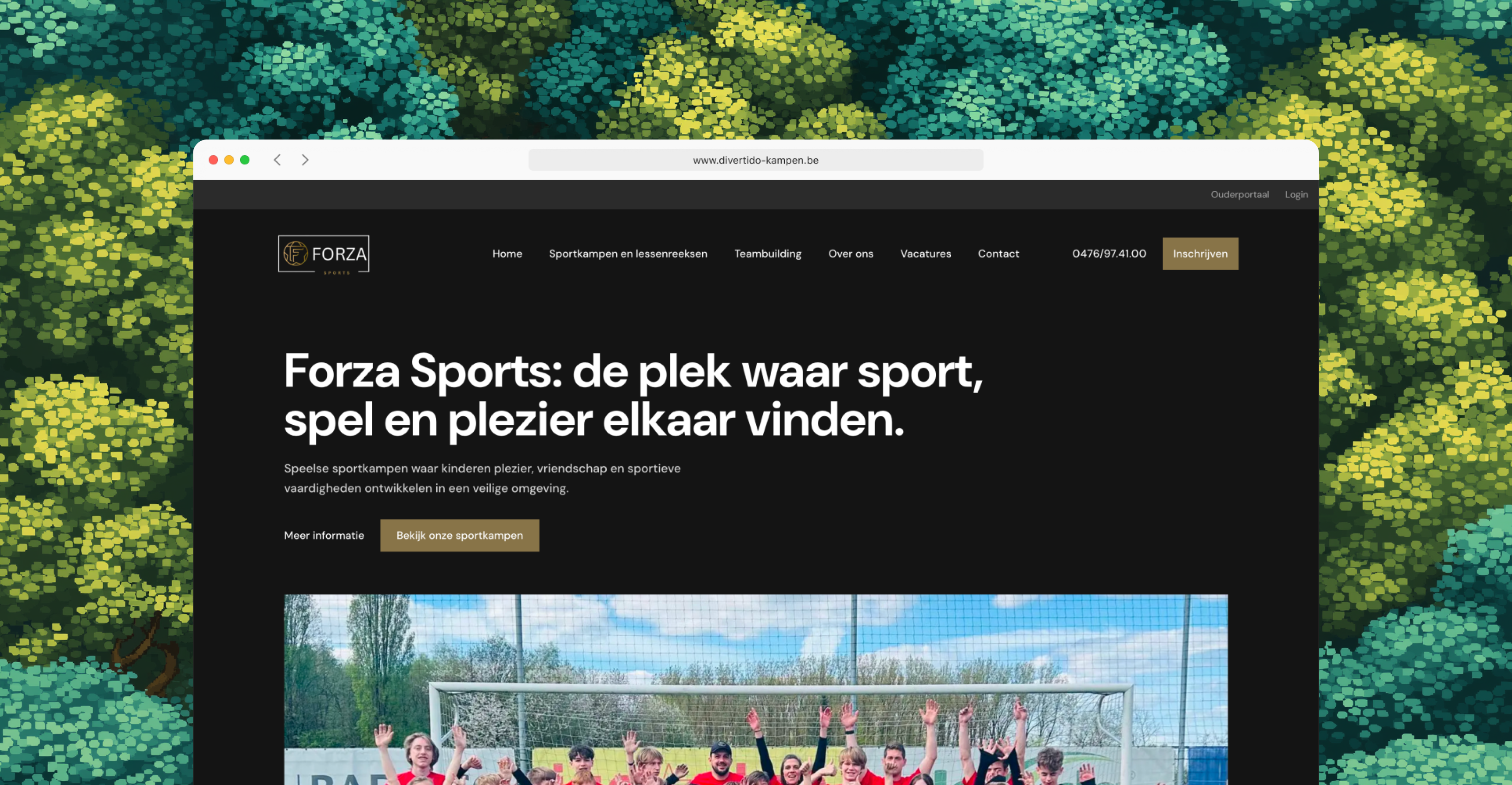 Voorbeeld van de Forza Sports website
