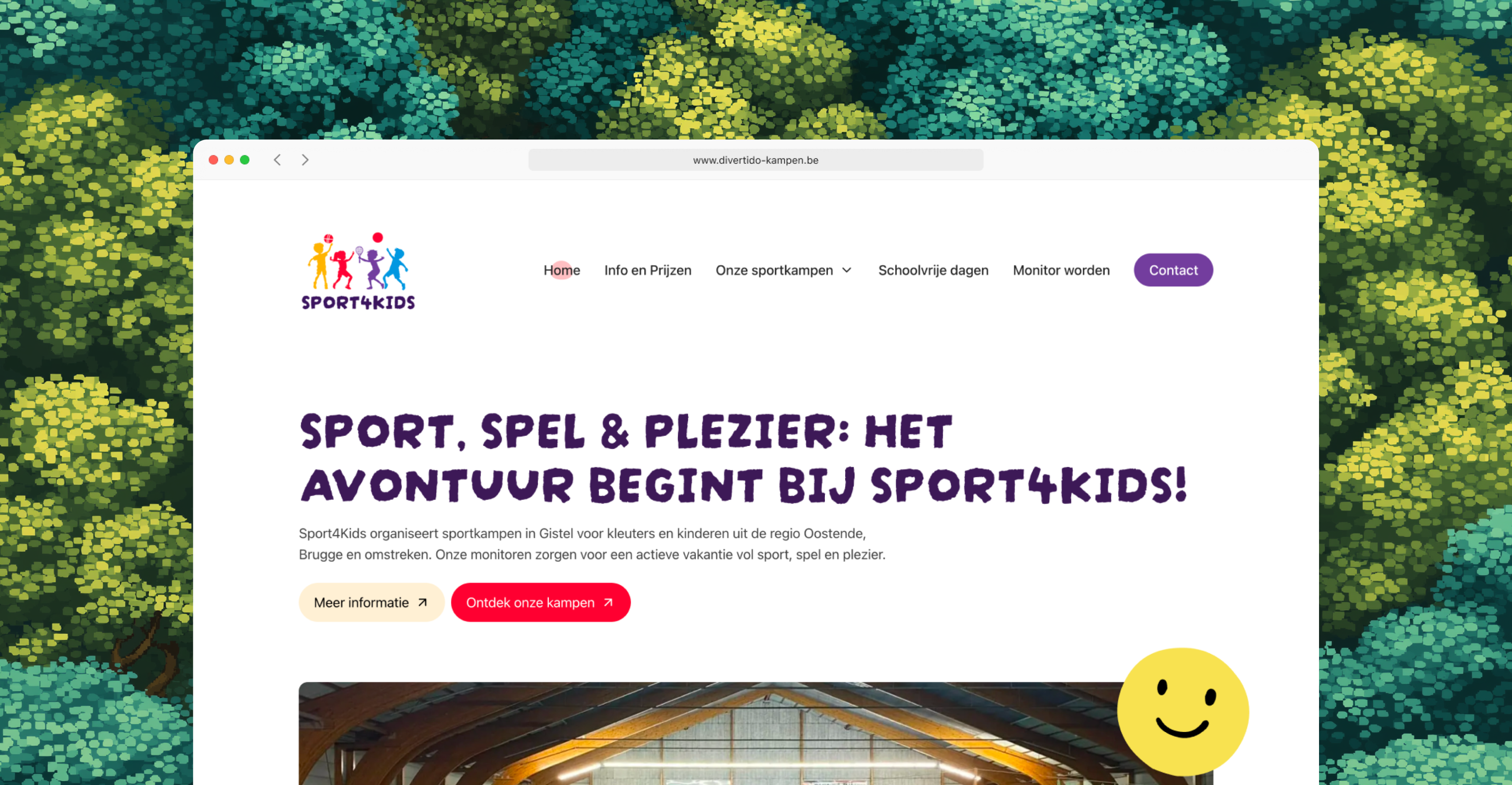 Voorbeeld van de Sport4Kids website